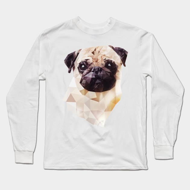 Pug (Low Poly) Long Sleeve T-Shirt by lunaroveda